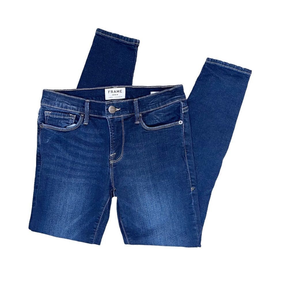 Frame Le Skinny De Jeanne Crop Jeans Bonn Wash Size 26 - Picture 3 of 9